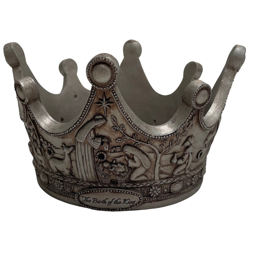 Dicksons Birth of the King Advent Crown Nativity Candle Holder Brushed Silver